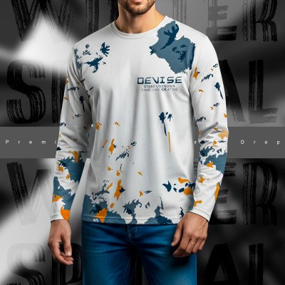 Full Sleeve Mash T-Shirt For Men - White