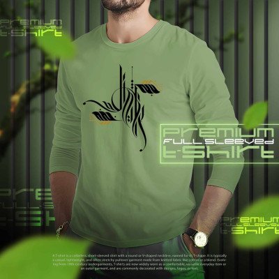 Full Sleeve Mash T-Shirt- Oliv Color